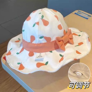 春秋夏季宝宝太阳帽可调节1岁透气凉帽遮阳帽，大檐儿童防晒渔夫帽