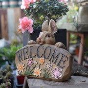卡通兔子欢迎牌花园户外welcome创意迎宾摆件幼儿园庭院可爱装饰