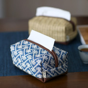布奏手工刺绣车载纸巾盒客厅，家用抽纸盒布艺日式纸巾，袋餐巾纸盒