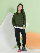 UGIZ商场同款2023春季韩版女装圆领条纹假两件毛衣女UAWG837