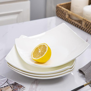 只6骨瓷异形盘子套装创意家用碟子炒菜深盘白色汤盘欧式陶瓷餐具