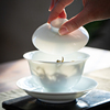 景德镇白瓷三才盖碗茶杯手工薄胎陶瓷茶碗单个盖杯功夫茶具泡茶碗