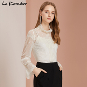 lakoradior拉珂蒂，法式长袖蕾丝套头，衬衫气质雪纺衫秋季