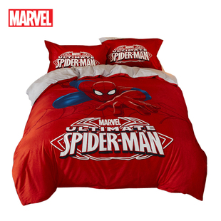 迪士尼disney漫威儿童床上用品四件套纯棉卡通蜘蛛侠学生床三件套