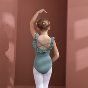 儿童舞蹈服夏季无袖蓝色女童练功服分体版幼儿芭蕾舞裙套装