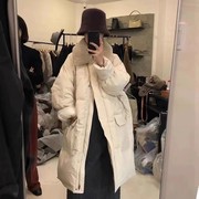 现~韩国东大门bruni女23秋冬洋气可拆卸羊毛领长款羽绒服外套