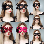 万圣节面饰黑色蜘蛛死神面具鬼节半脸舞会男女士眼罩表演遮脸面罩