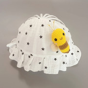 夏季薄款新生婴儿纱布帽子纯棉宝宝护囟门帽可爱胎帽遮阳帽护卤门