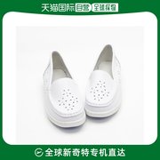 韩国直邮女士干净的白色花纹镂空中年女士单鞋豆豆鞋