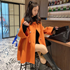 毛呢外套女小个子2023年韩版娃娃领双排扣斗篷双面羊绒大衣