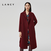 LANCY/朗姿秋冬季纯羊毛双面呢大衣中长款通勤保暖复古外套女