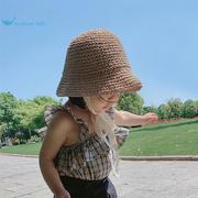 儿童遮阳帽草帽子，韩国夏季沙滩防晒婴幼儿洋气，女童宝宝出游