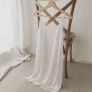 东大门白色牛奶丝吊带裙，睡衣宽松单层内搭打底衫半透明中长衬裙