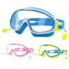 儿童大框泳镜男女童防水防雾高清游泳眼镜连体耳塞护目镜潜水装备
