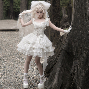 原创正版莉塔lolita甜美白色，花嫁公主洋装，蛋糕蓬蓬少女jsk连衣裙