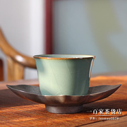 自慢堂瓷器 大玉兰杯 莹润似玉纯手工陶胎青釉品茗杯主人杯瓷茶杯