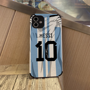 足球世界杯适用苹果14promax手机壳球衣梅西iPhone15plus华为mate60pro硅胶防摔vivox90pro+C罗内马尔OPreno9