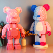 微小颗粒拼装积木拼图益智玩具成人男女孩龙年暴力超大熊模型摆件