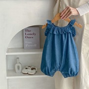 婴儿夏装女宝宝吊带无袖牛仔连体衣新生儿夏季薄款外穿0-1岁3个月