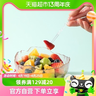 美丽雅一次性叉子食品级甜品，水果蛋糕叉塑料叉子，家用水果签100支