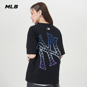 MLB 男女情侣渐变老花纯棉T恤圆领大logo短袖24夏季TSM16