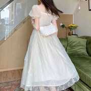 2024早春蕾丝仙女连衣裙，夏季裙子高级设计感气质超仙白色长裙