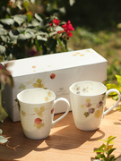 日本narumi鸣海露西花园骨瓷，马克杯水杯情侣对杯，礼盒套装新婚礼物