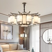 轻奢新中式全铜云石客厅吊灯，现代简约大气，中国风禅意卧室餐厅