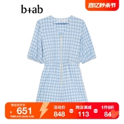 b+ab女装格纹连体裤2023夏季清新时尚拉链连身短裤1196sk