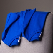 宝蓝色厚实纯棉纯色短袖，圆领t恤宽松男女情侣团队定制