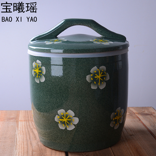 景德镇陶瓷米缸带盖家用10斤20斤30装面粉，桶老式储米箱防虫储物罐