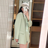 西装外套女2024春秋韩版高级感宽松休闲茶，绿色小个子西服上衣