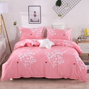 纯棉床上四件套全棉床单被套枕套4件套1.8m2米床粉色宿舍三件套