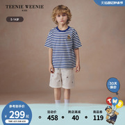 TeenieWeenie Kids小熊童装24年夏季男童条纹休闲圆领短袖T恤