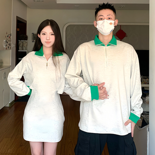 小众设计感情侣装秋季2023韩版长袖T恤女连衣裙法式一裙一衣ins潮
