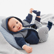 外贸男宝宝童装秋冬季A类纯棉爬服连体衣外套两件套婴儿加厚套装