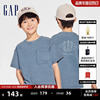 Gap男童2024春夏logo宽松圆领牛仔印染短袖T恤儿童装401274