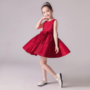 儿童礼服2022红色蓬蓬短裙小主持人钢琴演出服童裙女夏季公主