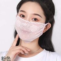 蕾丝网纱口罩女高颜值防晒2024夏季薄款透气薄纱易呼吸(易呼吸)可水洗