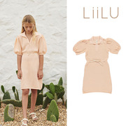 44雯的店  Liilu  儿童有机棉短袖polo领针织镂空连衣裙
