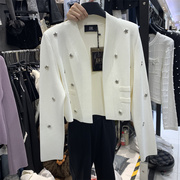 2024春装韩版小众设计个性五角星修身显瘦小香风针织短外套