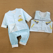 3一6个月12婴儿衣服分体，季纯棉(季纯棉)婴幼儿，秋款男宝宝装三件套装春外穿