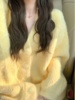欧洲站毛衣女春秋慵懒风高级感小个子黄色针织，开衫外套设计感上衣