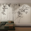 中式竹林水墨意境大气壁纸电视背景墙纸客厅沙发玄关墙布书房壁画