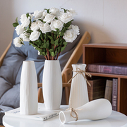 陶瓷花瓶小清新水培玻璃透明插花简约白现代(白现代)北欧客厅家居装饰摆件