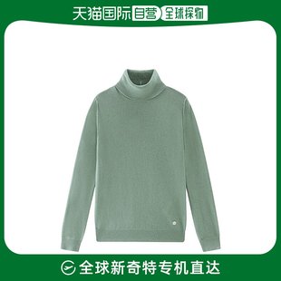 欧洲直邮WOOLRICH 23年 女士苔青灰色羊毛羊绒混纺高领毛衣