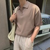 阿美咔叽夏男士翻领短袖针织衫打底毛衣韩版潮流学生T恤个性线衣