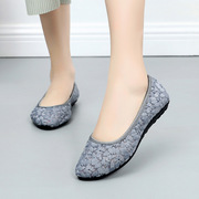 街蜜北京布鞋女单鞋，夏季软底镂空平跟中老年，舒适妈妈网鞋女士