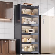 厨房置物架落地多层微波炉收纳碗柜多功能橱柜窄缝储物收纳架柜子