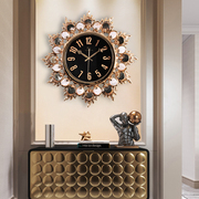 豪华欧式挂钟家用客厅时尚玄关墙壁装饰现代时钟贝壳轻奢大气钟表